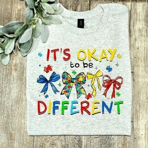 Autism shirt awareness colorful print cute Its Okay To Be Different Bows